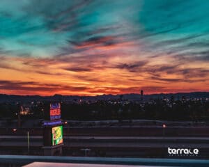 Early morning sunrise view from Terrace Afterhours rooftop club