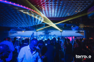 Ambient lighting inside the indoor area of Terrace Afterhours nightclub