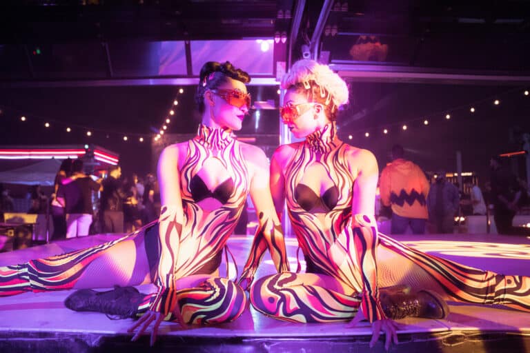 Performers at afterhours club in Las Vegas posing on stage
