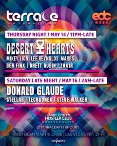 artwork for official EDC Week events at Terrace Afterhours nightclub 2026